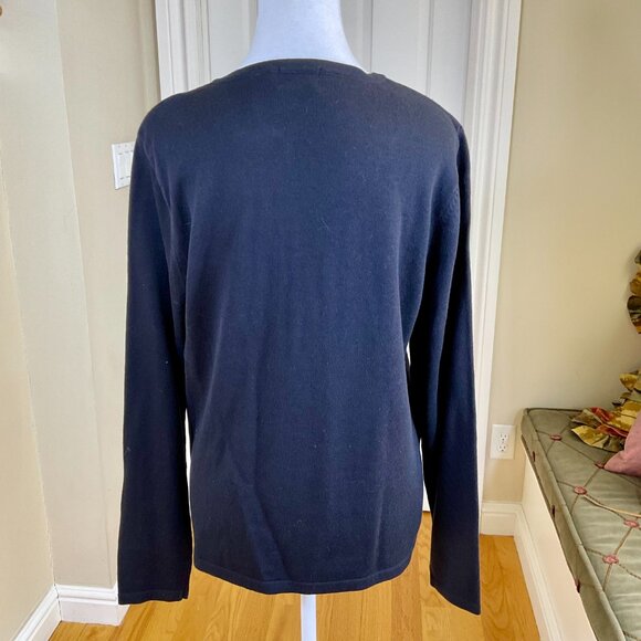 Classic Elements Sweater Cardigan Holiday Christmas Cardinal Black Red Multi (M) - Picture 3 of 7